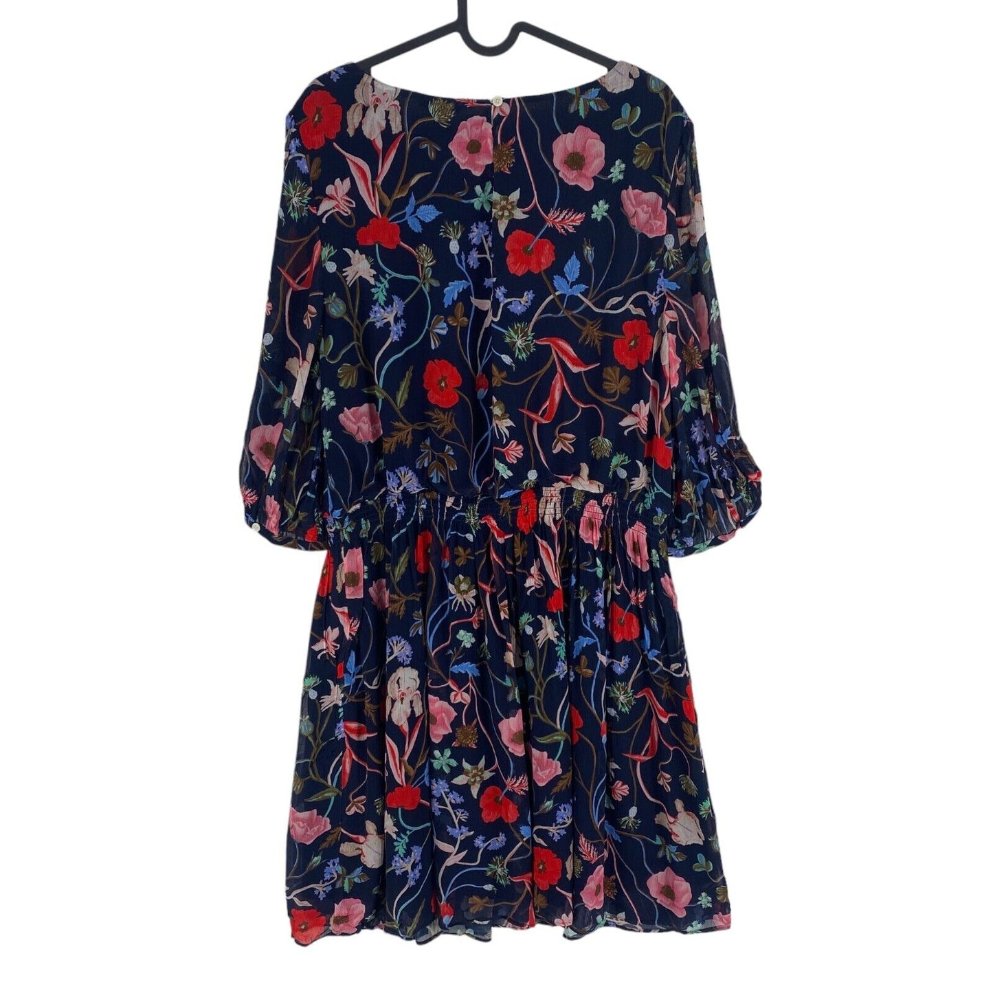 GANT Women Navy Blue Wild Floral Boat Neck Dress Size EU 42 UK 14 US 12