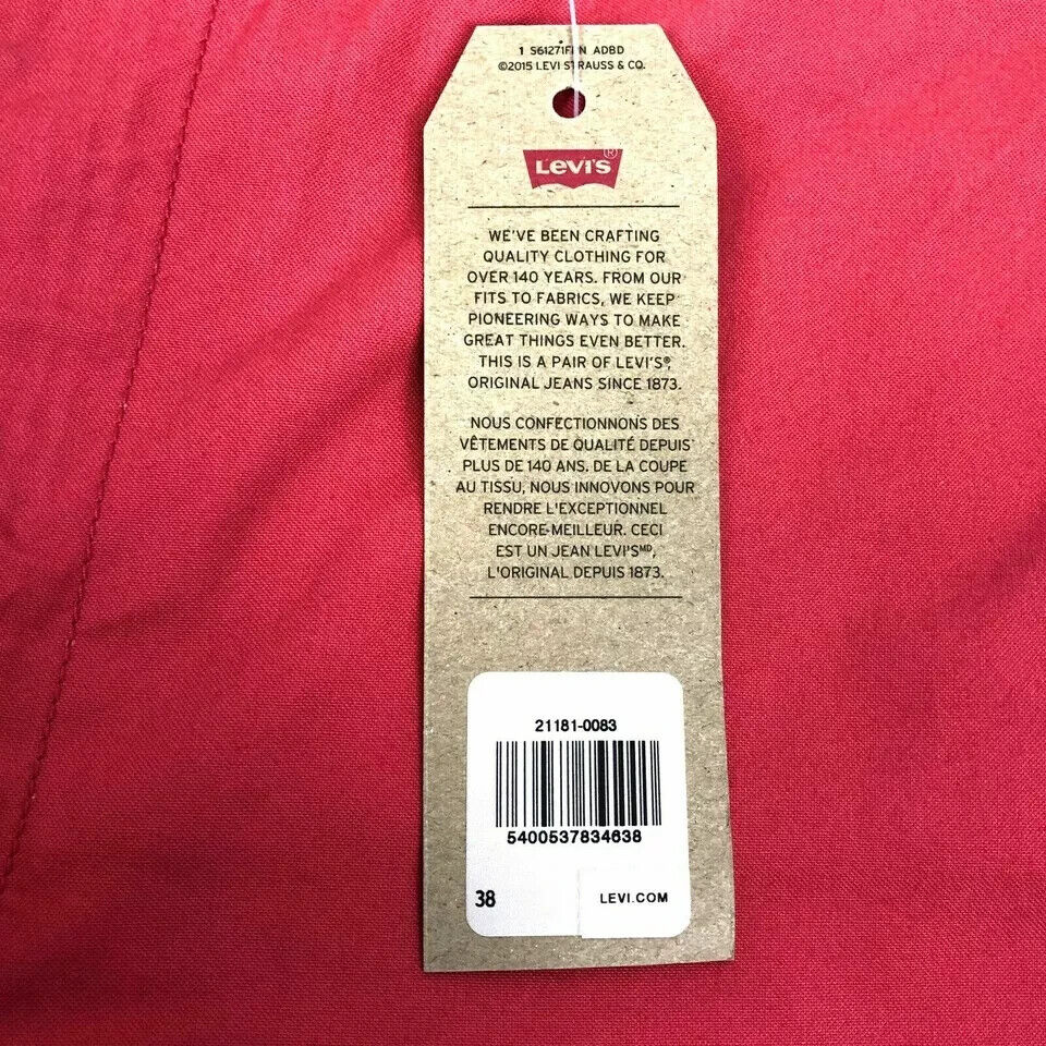 Levi‘s Mens Red Straight Fit Below Waist Above Knee Chino Shorts W38