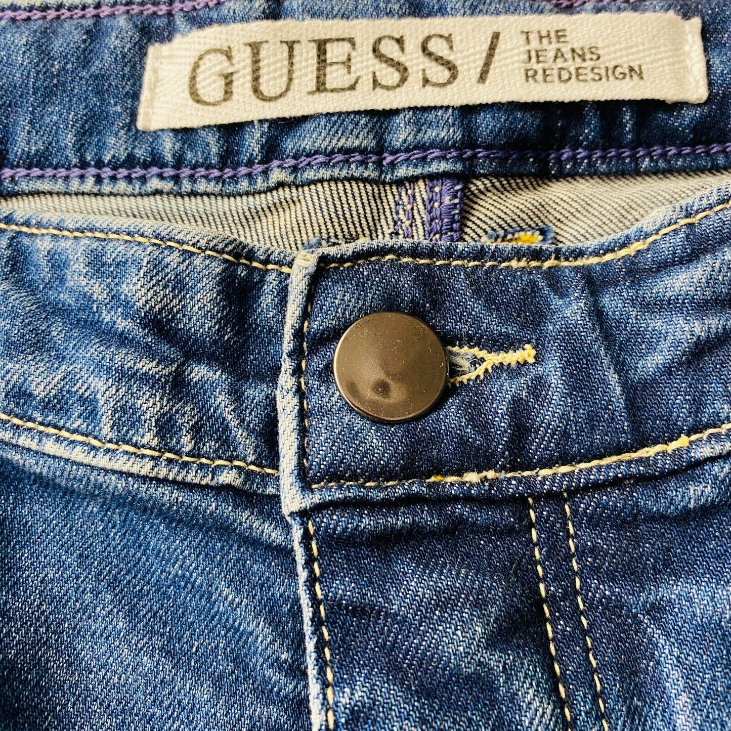 GUESS Women Blue Skinny Fit Cropped Capri Jeans Size W31