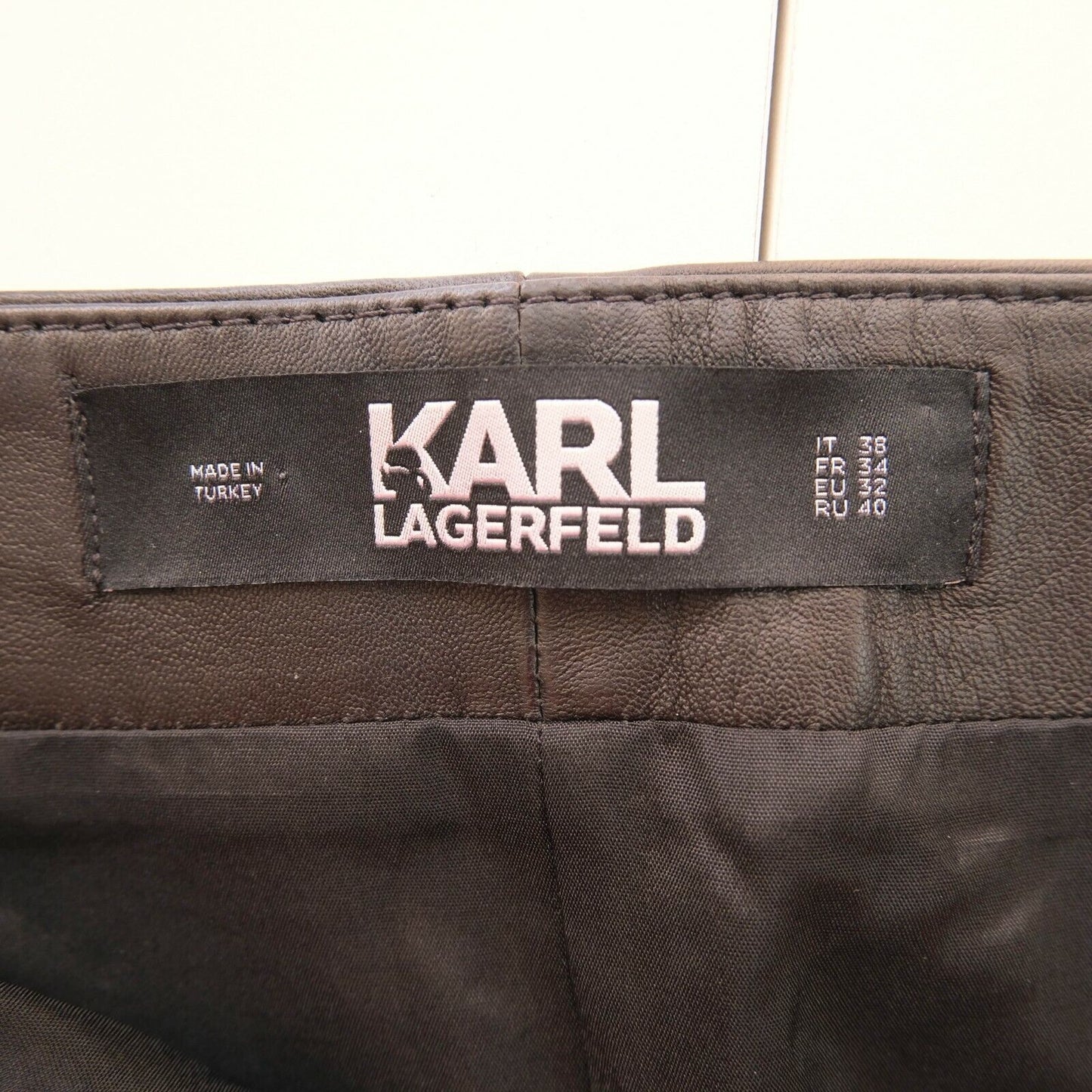 KARL LAGERFELD Black With Lamb Skin Pencil Skirt Size EU 32 UK 4 US 2