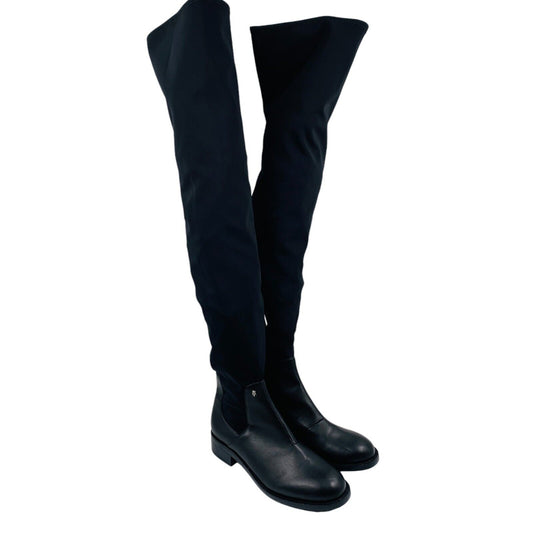 ARMANI EXCHANGE Black Textile Over The Knee Tight Boots Size EU 37 UK 5 US 7