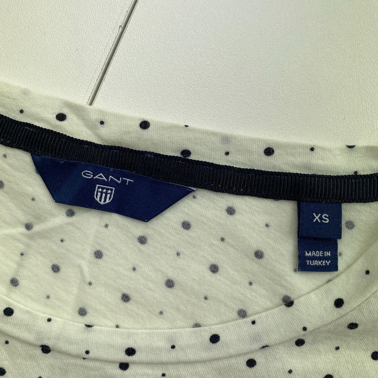 GANT White Micro Dot Crew Neck T Shirt Size XS