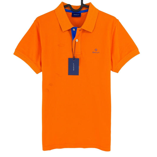 GANT Orange Contrast Collar Pique Rugger Polo Shirt Size S