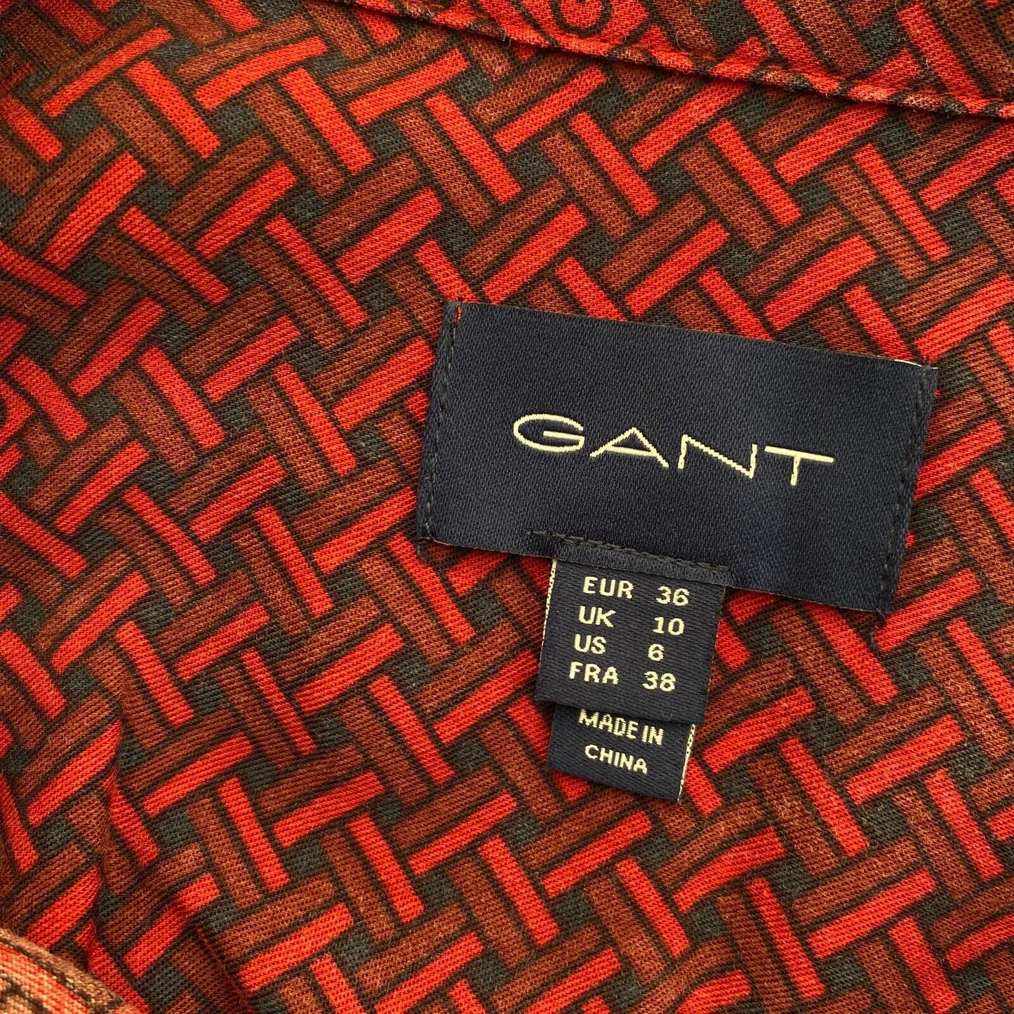 GANT Dunkelrotes Hemdkleid mit langen Ärmeln und Logo, Größe EU 36 UK 10 US 6