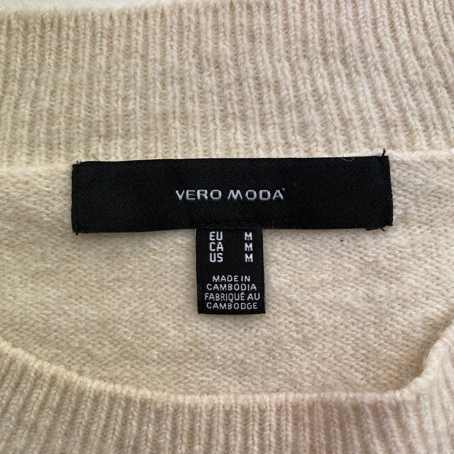 VERO MODA Womens Beige Crew Neck Long Sweater Jumper Size M