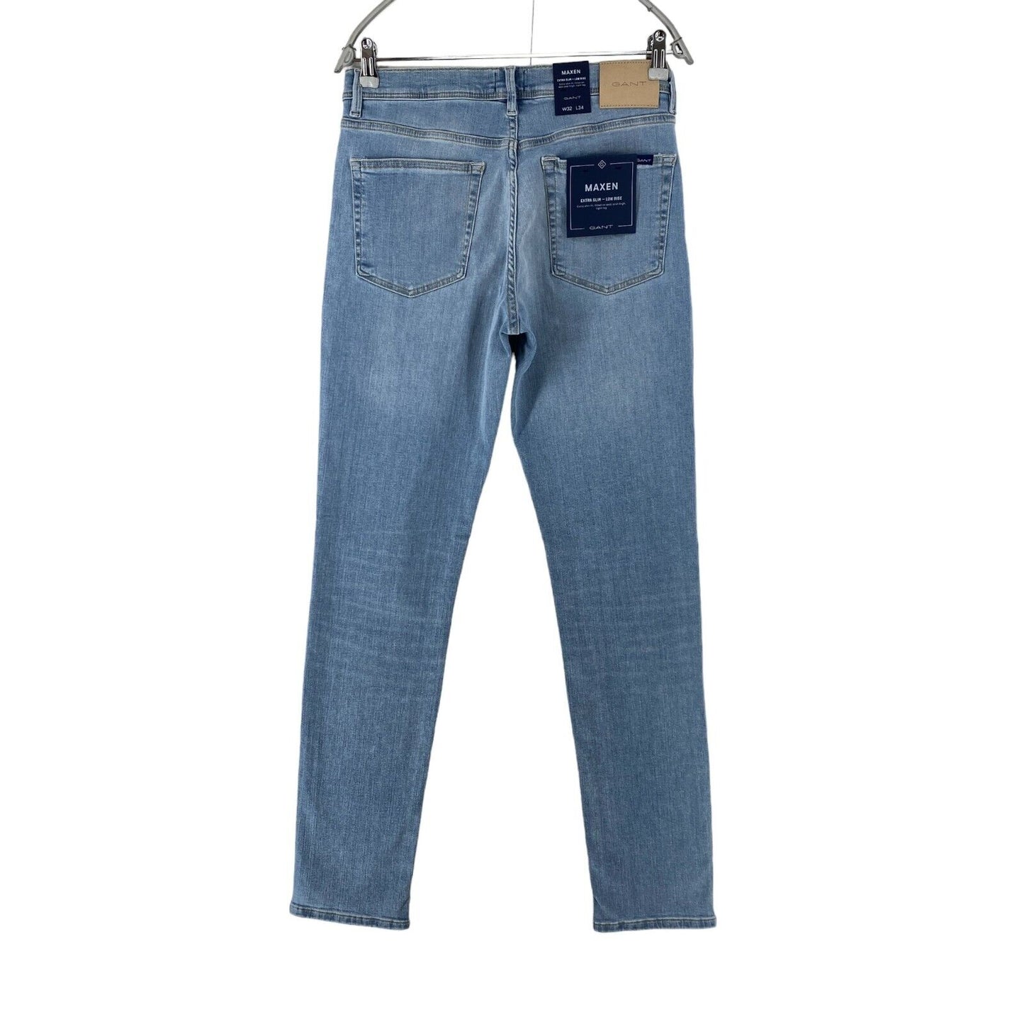 GANT MAXEN Herren Jeans, Stretch, niedrige Taille, extra schmale Passform, Hellblau, W32 L34