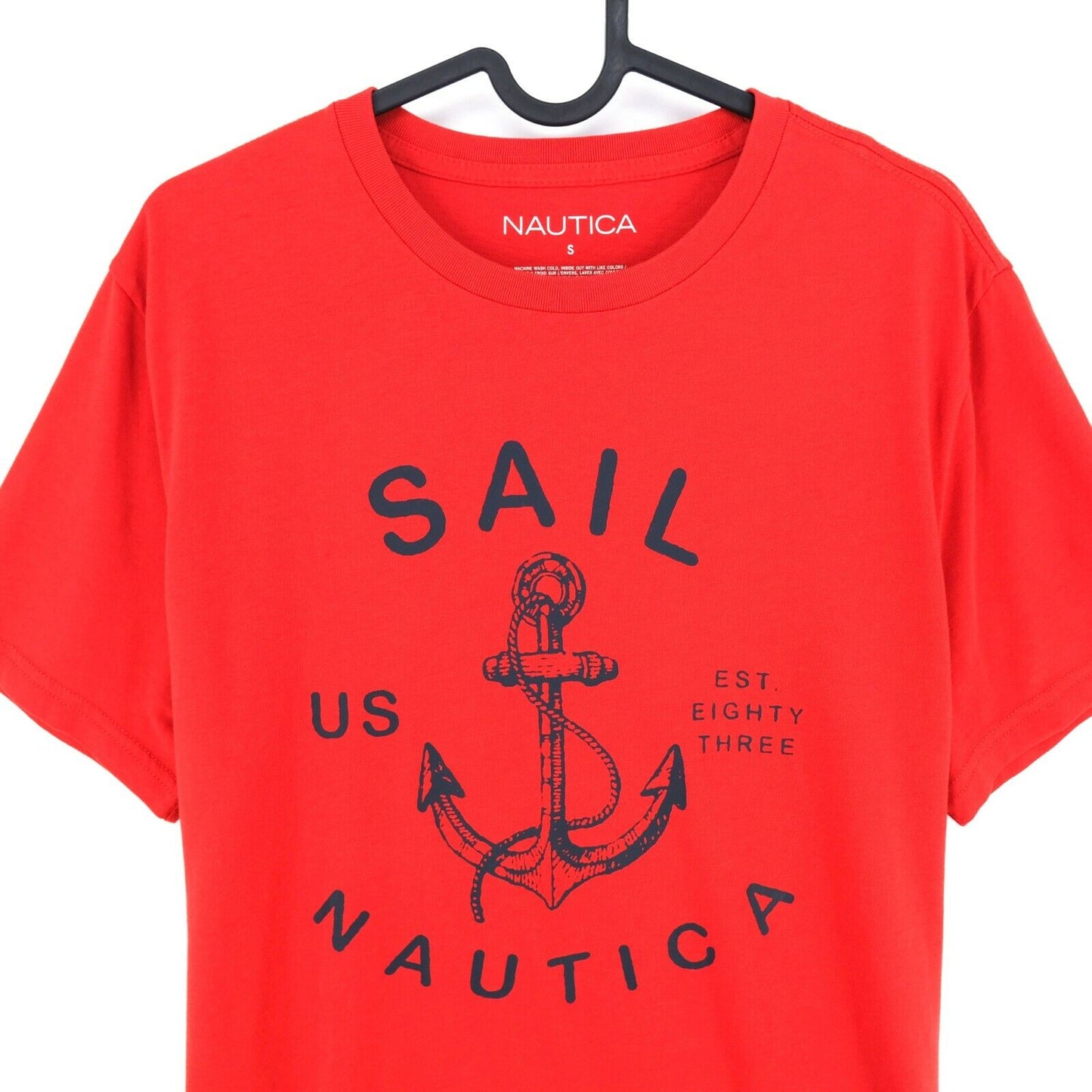 NAUTICA Red Anchor Print Crew Neck Top T Shirt Size S L