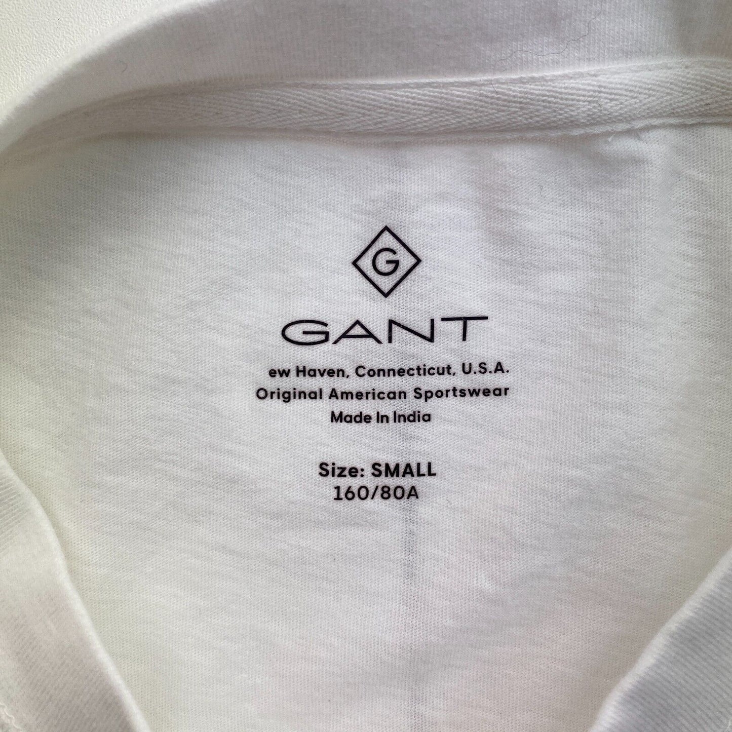 GANT Women White Quadrat Logo Crew Neck Long Sleeves T Shirt Size S