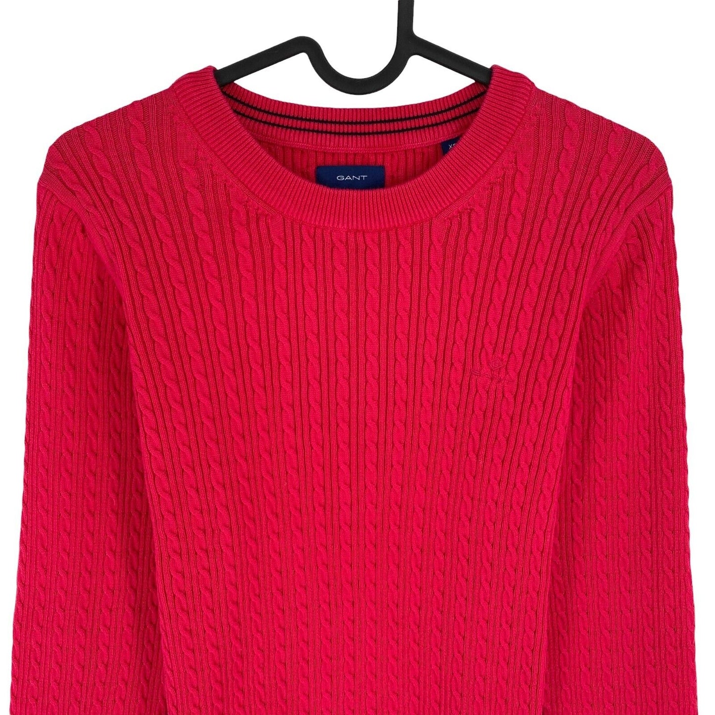 GANT Women Pink Cable Knit Crew Neck Jumper Sweater Size XS