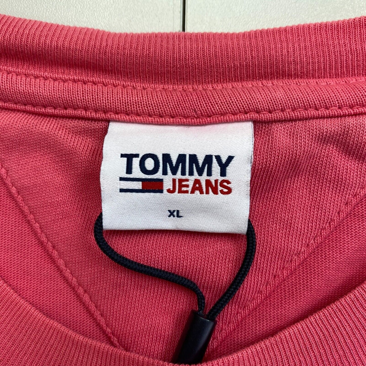 TOMMY HILFIGER Jeans Pink Elastic Vintage Logo Long Sleeves T Shirt Size XL