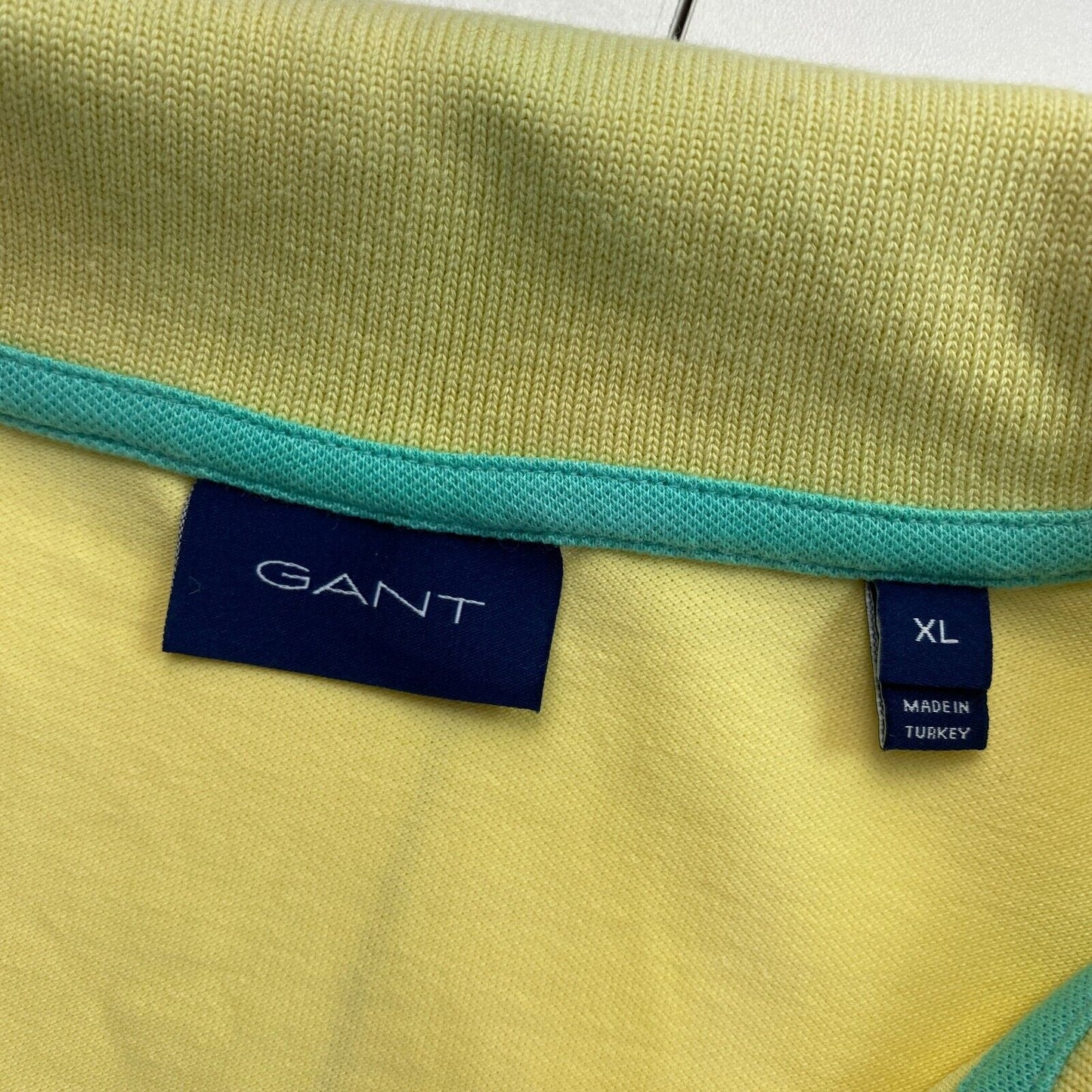 GANT Yellow Contrast Collar Pique Ruger Polo Shirt Size XL