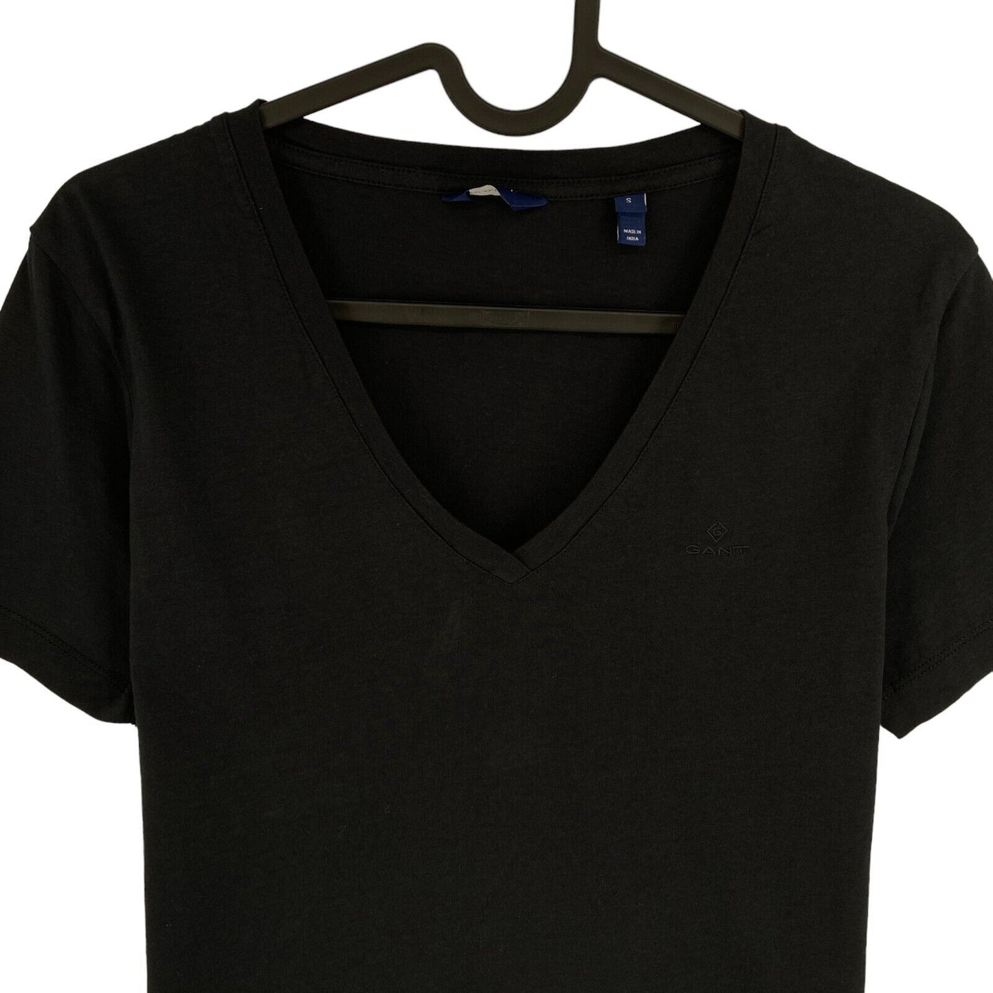 GANT Women Black Original V Neck Short Sleeves T Shirt Size S