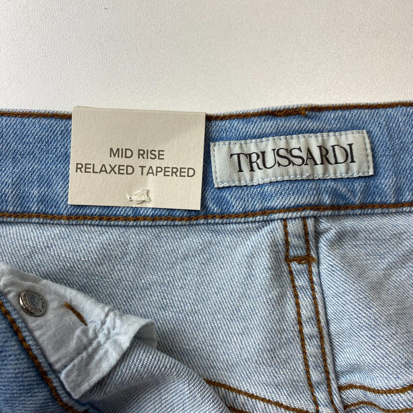 TRUSSARDI Femme Bleu Taille mi-haute Coupe fuselée décontractée Jeans Taille 42 / W28 L30