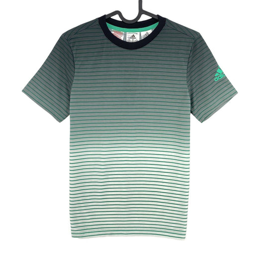 Adidas Youth Boys Green Striped Crew Neck T Shirt Size 11 - 12 Years