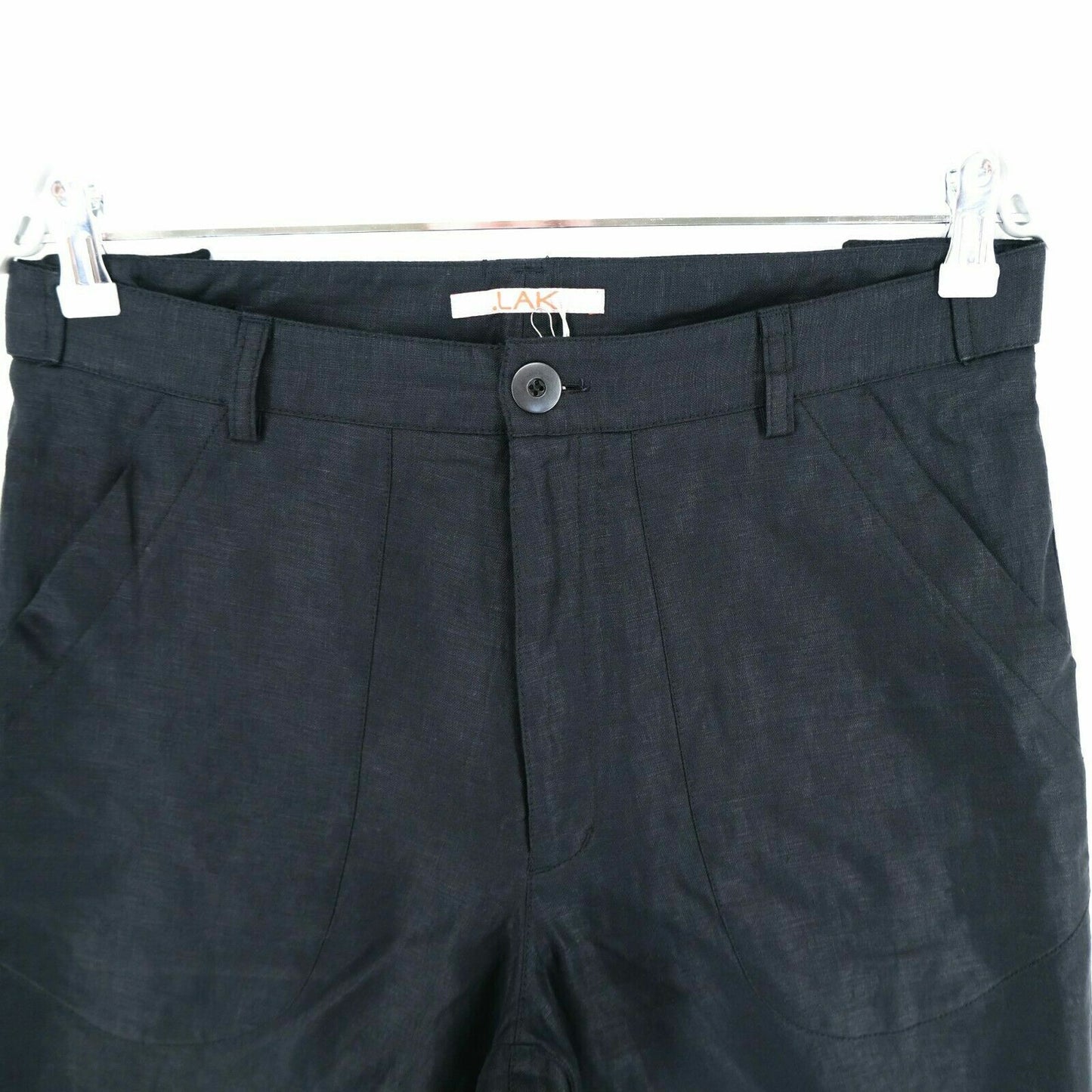 RRP €120 LAK Black 100% Linen Bermuda Shorts Size 46 48 50