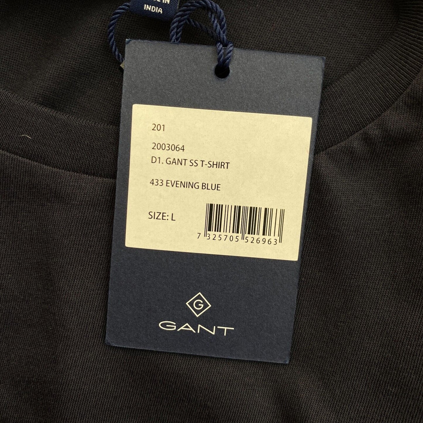 GANT T-Shirt mit Rundhalsausschnitt und Logo, Marineblau, Größe L