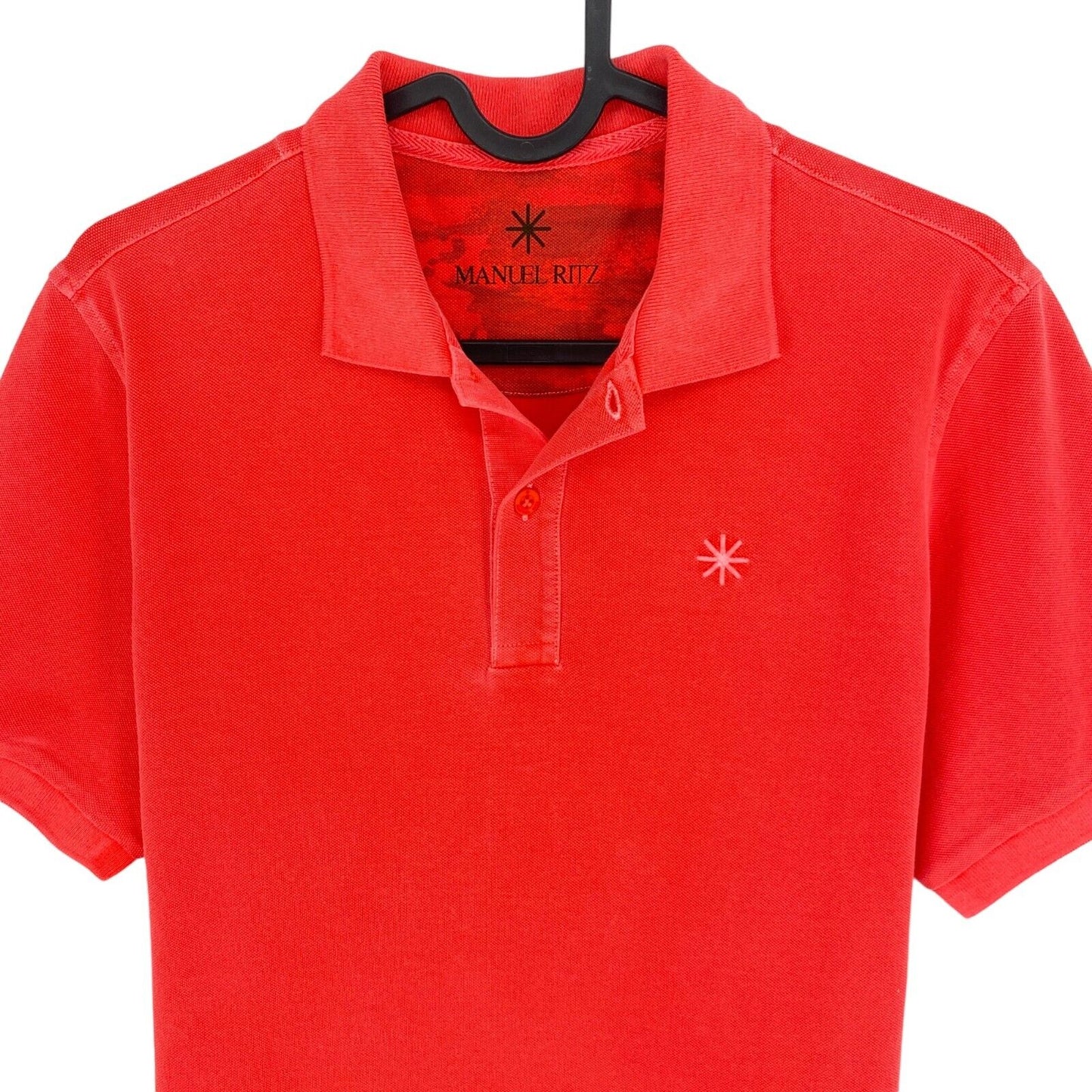 MANUEL RITZ Orange Pique Polo Shirt Size M