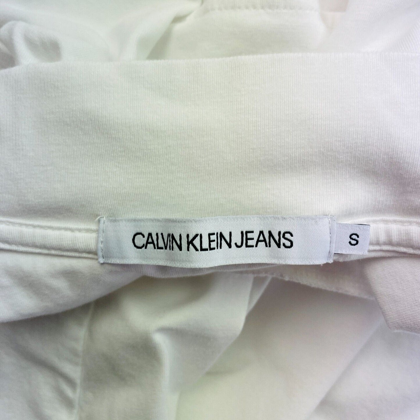 CALVIN KLEIN JEANS Women White Short Sleeves Mock Neck T-Shirt Size S