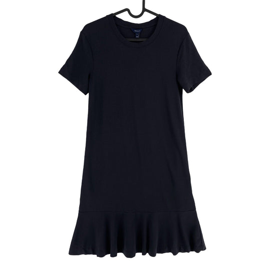 GANT Navy Blue Jersey Flounce Detail A Line Short Sleeves Dress Size S