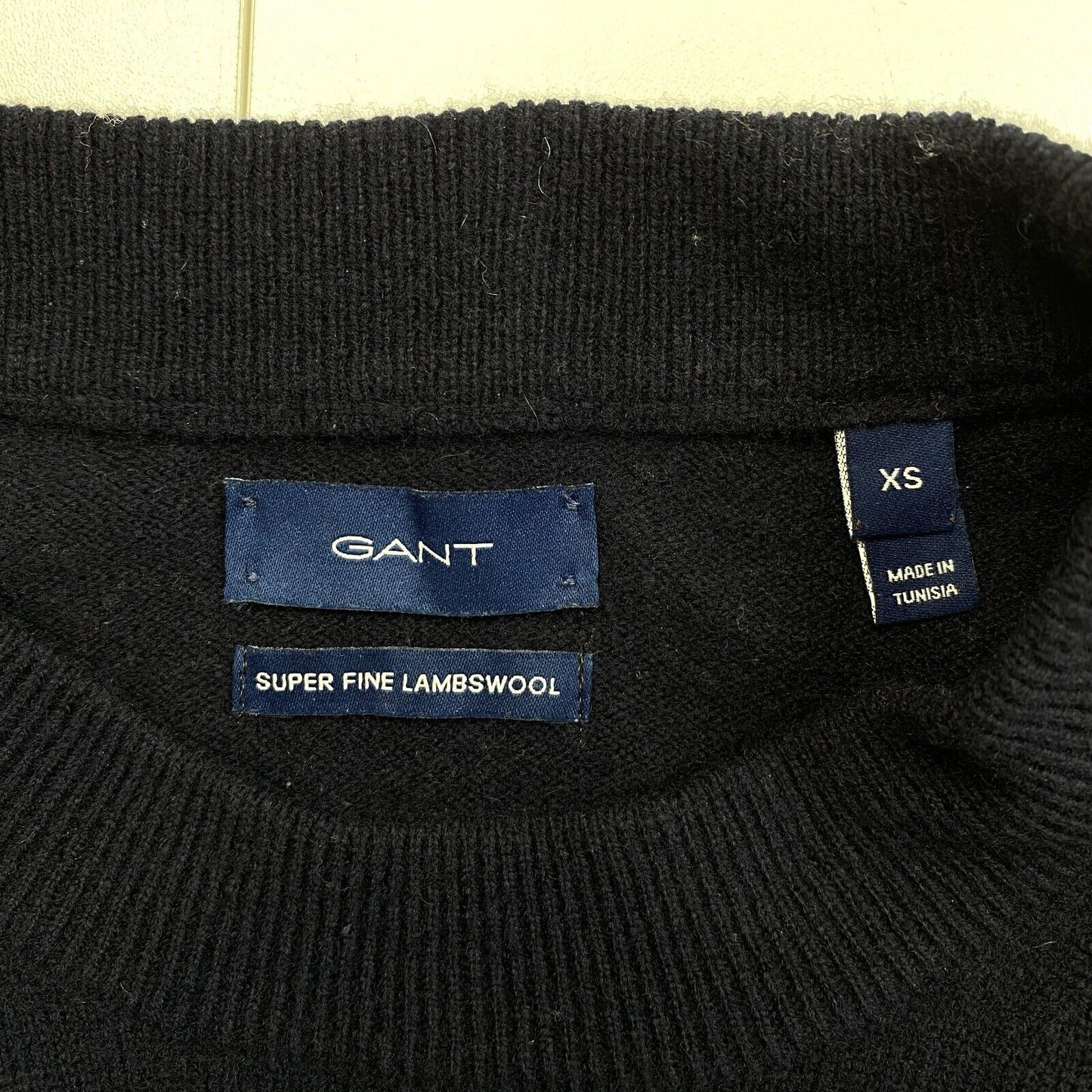 GANT Marineblaues Kleid mit Rundhalsausschnitt, 100 % Wolle, Größe XS