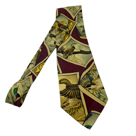 Vintage GANT Yellow Birds Ornament 100% Silk Tie