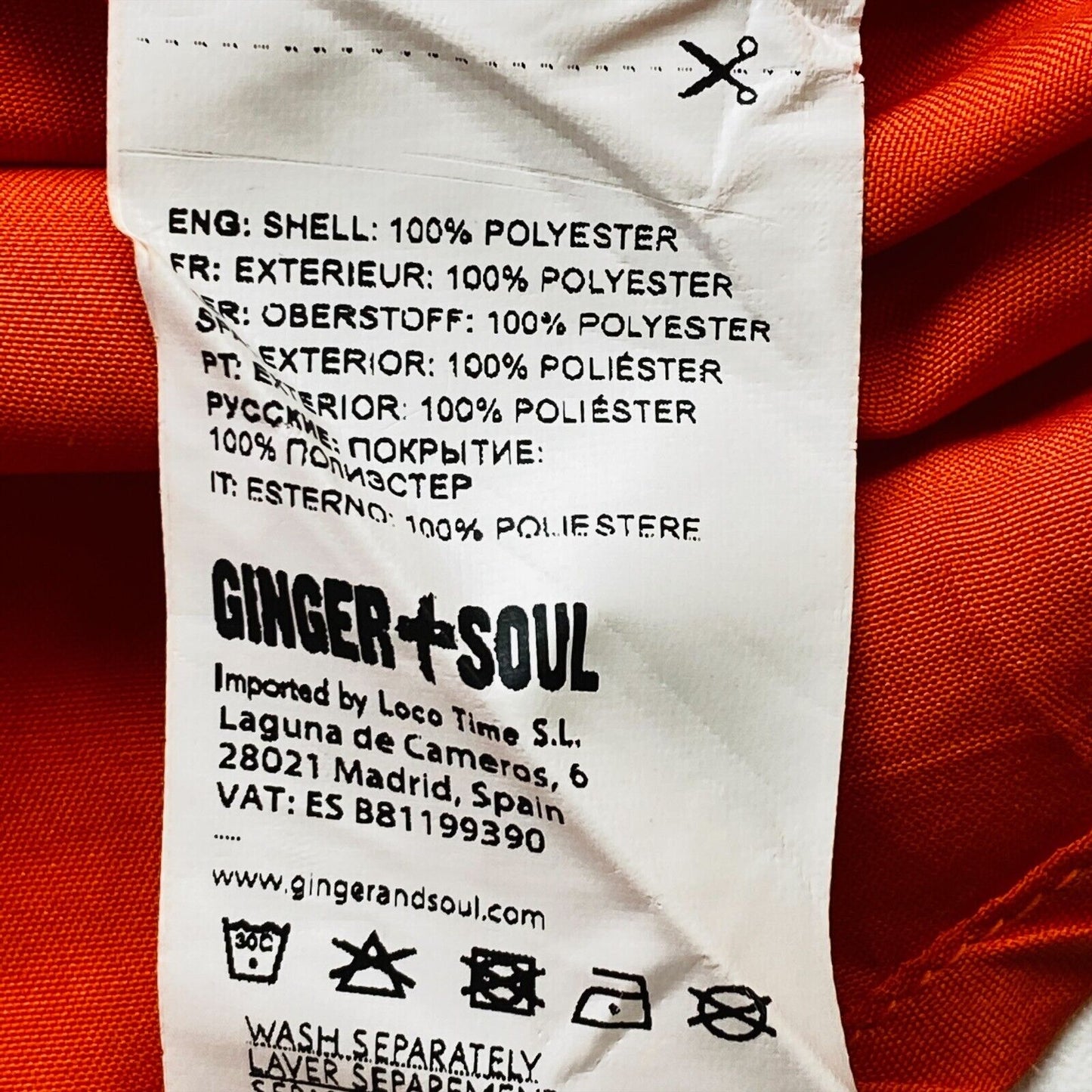 GINGER SOUL Geometrisches, orangefarbenes, ärmelloses Top mit Rundhalsausschnitt, Größe S