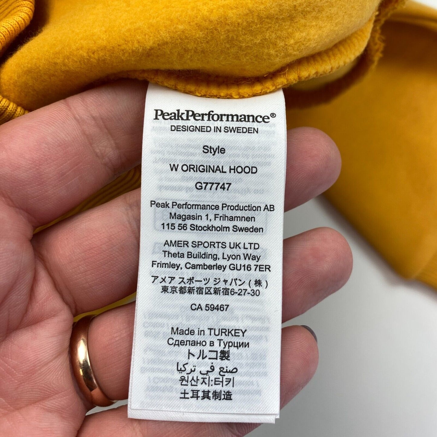 Peak Performance Women Yellow Original Hoodie Jumper Sweater Size S