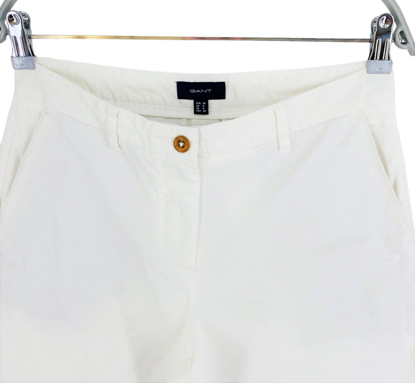 GANT Women White Chino Shorts Size EU 36 UK 8 US 6