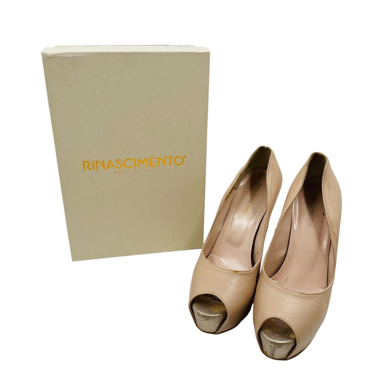 RINASCIMENTO Beige High Heels Open Shoes Size EUR 39 UK 5.5 US 7.5