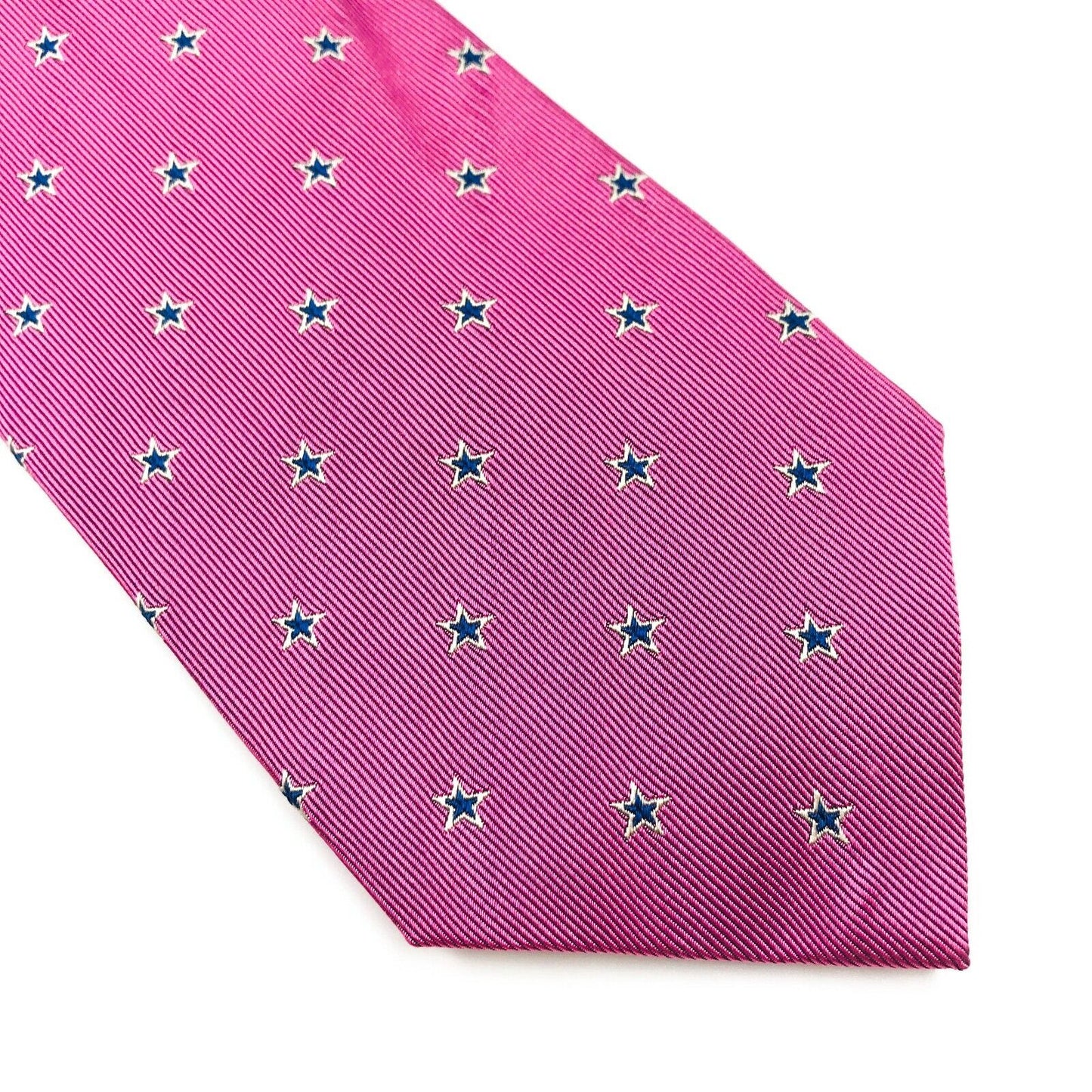 GANT Pink with Blue Stars Ornament 100% Silk Tie Made In Italy