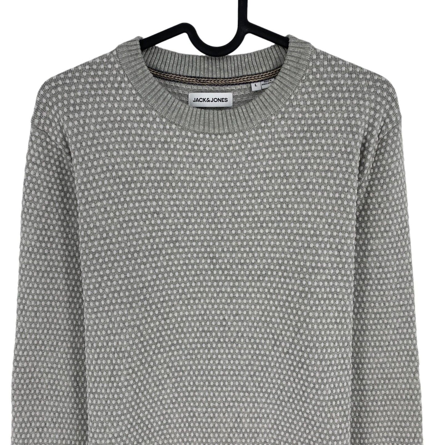 JACK&JONES Mens Grey Knit Crew Neck Sweater Jumper Size L