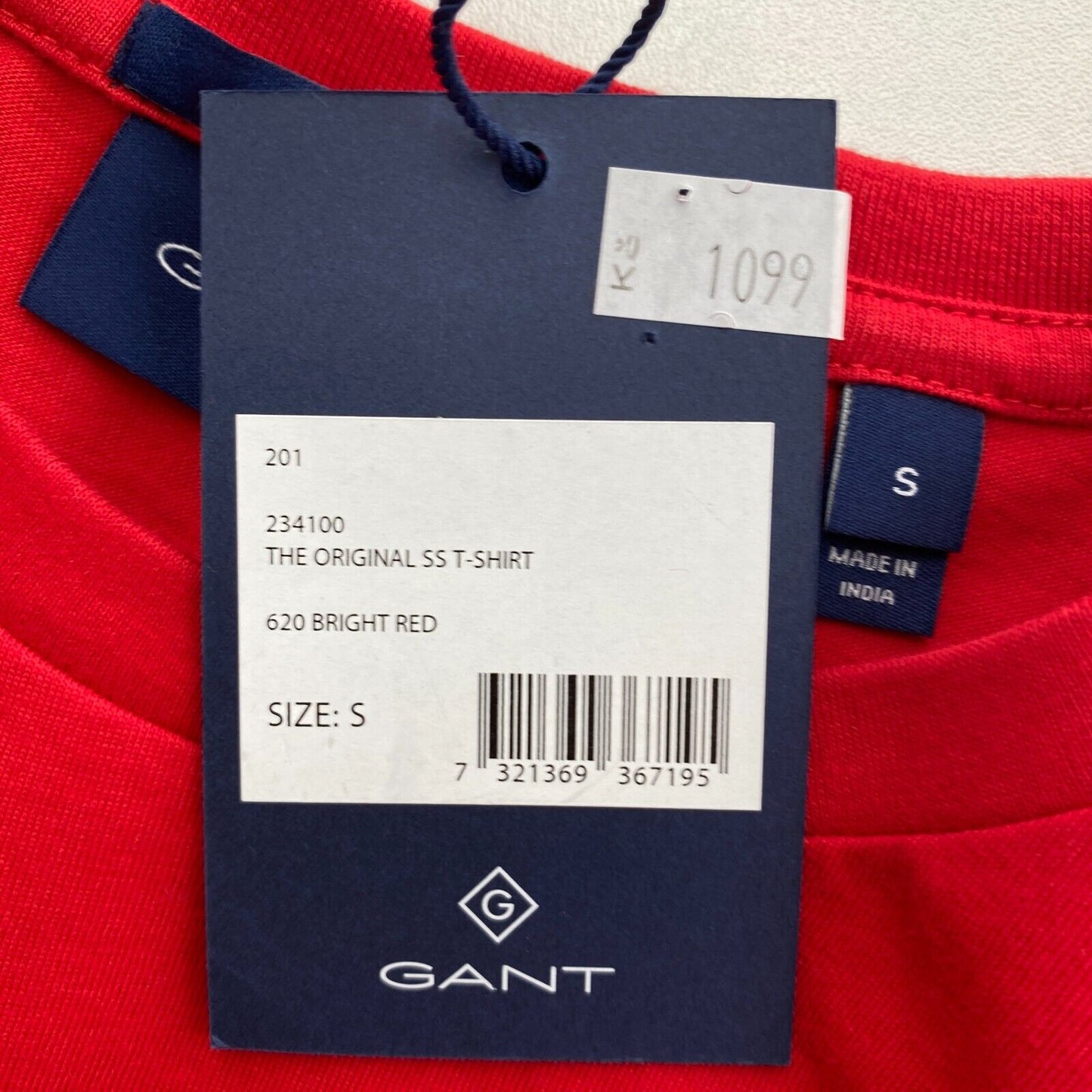 GANT T-shirt à col rond coupe régulière rouge original taille S