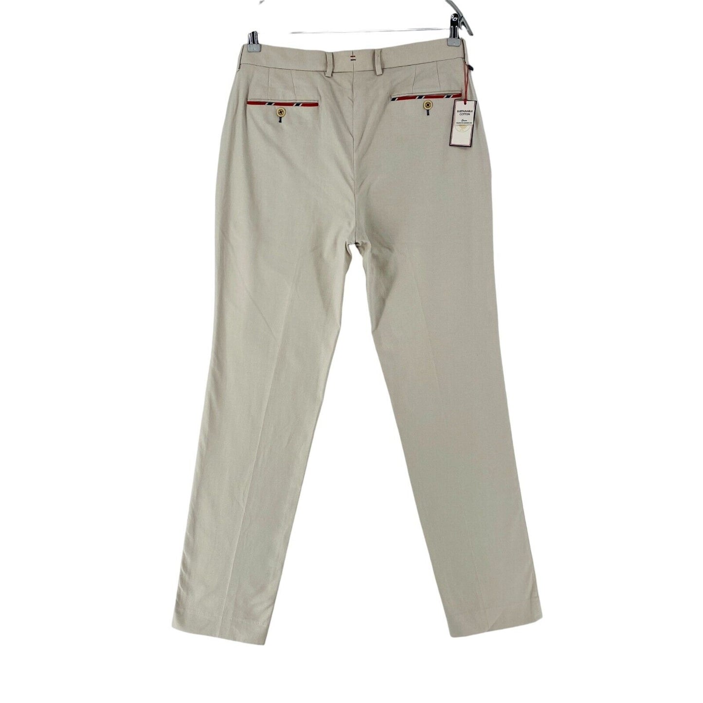 EL GANSO Mens Light Grey Slim Fit Chino Trousers Size EUR 42 W32