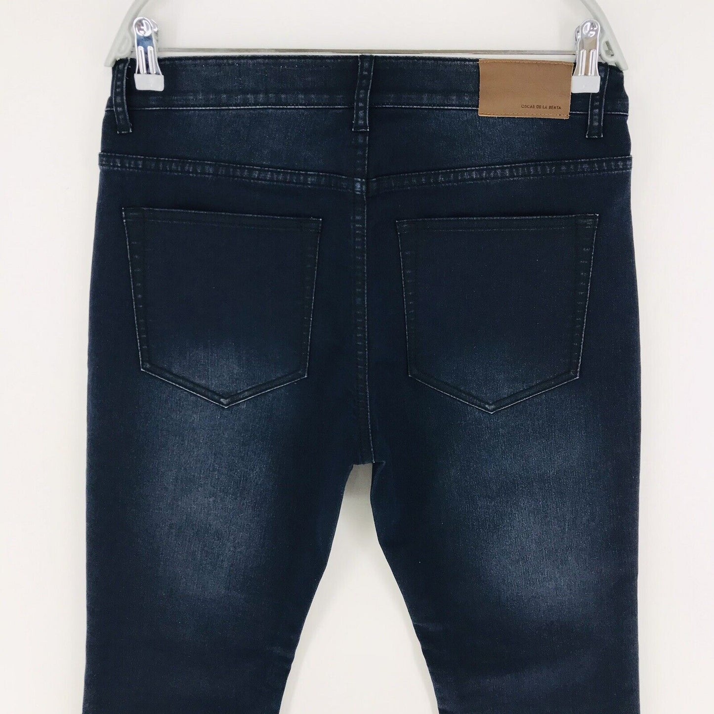 OSCAR DE LA RENTA ALEX Dark Blue Low Rise Stretch Slim Fit Jeans W32 L34