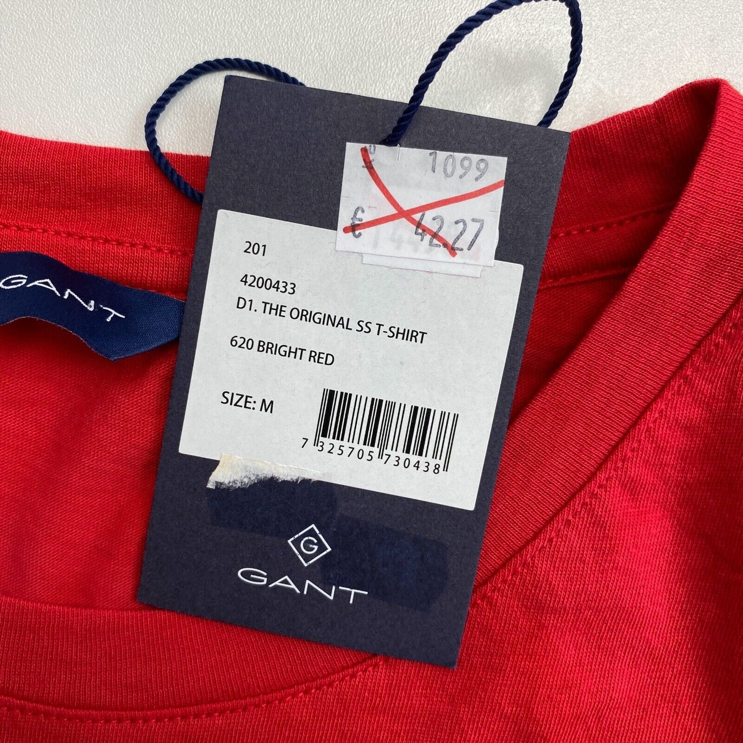 GANT Red The Original Crew Neck SS T-Shirt Top Size M