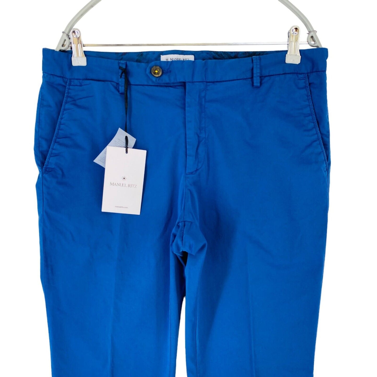 MANUEL RITZ Mens Blue Slim Fit Chino Trousers EUR 54 W34