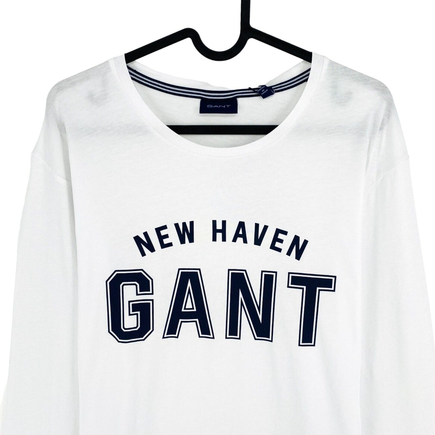 GANT White Logo Long Sleeve Crew Neck T-Shirt Size S