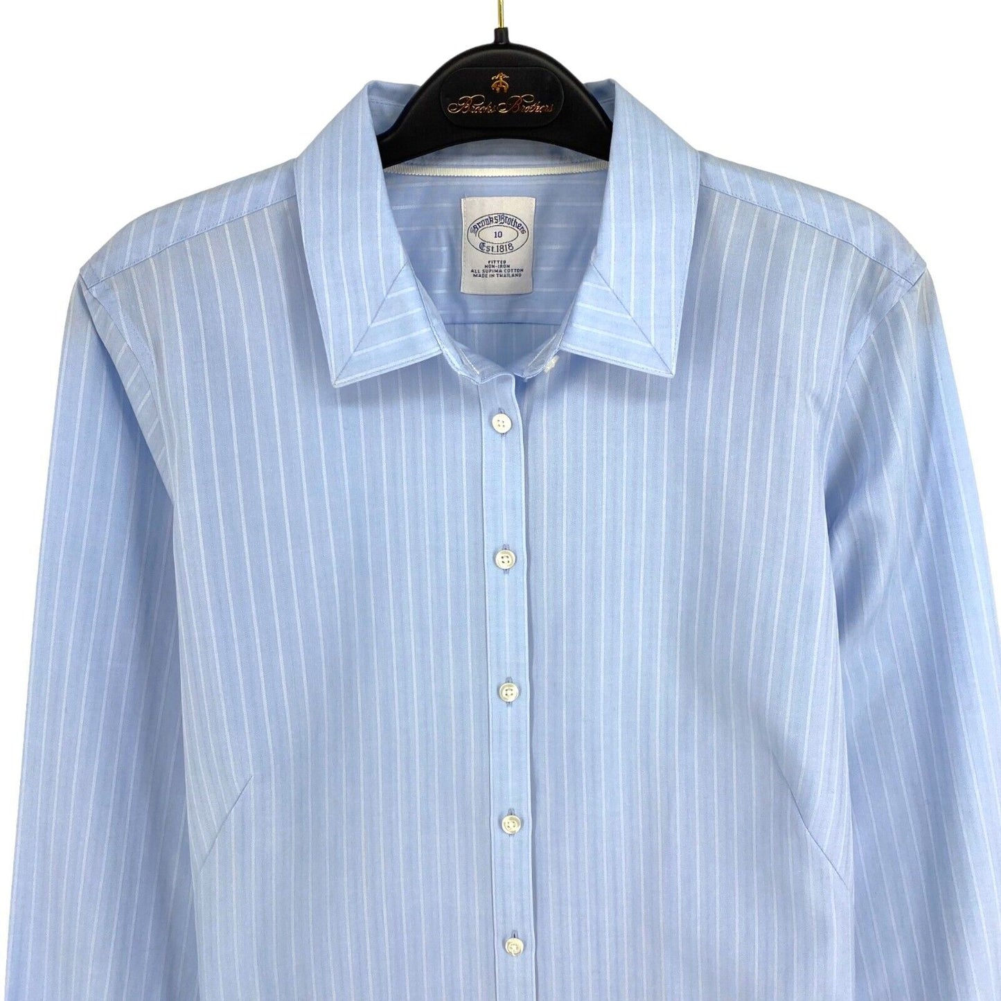 Brooks Brothers Blue Striped Fitted Cotton Shirt Size EU 38/40 UK 12/14 US 10