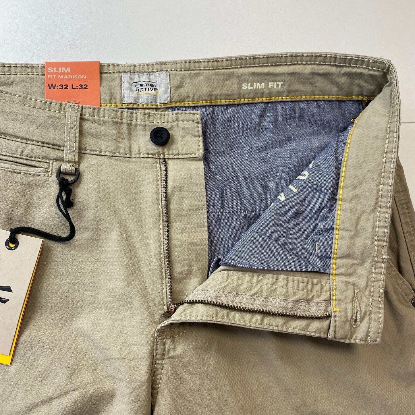 Camel Active MADISON Beige Mens Slim Fit Chino Trousers W32 L32