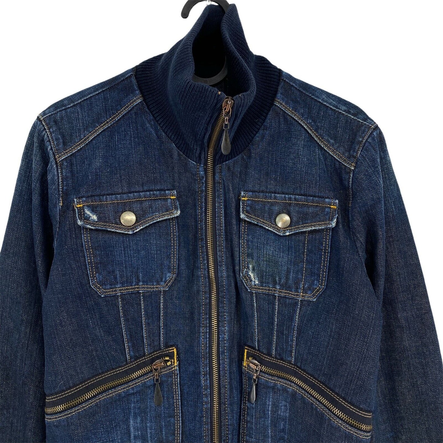 REPLAY Navy Blue 100% Cotton Denim Jacket Size L