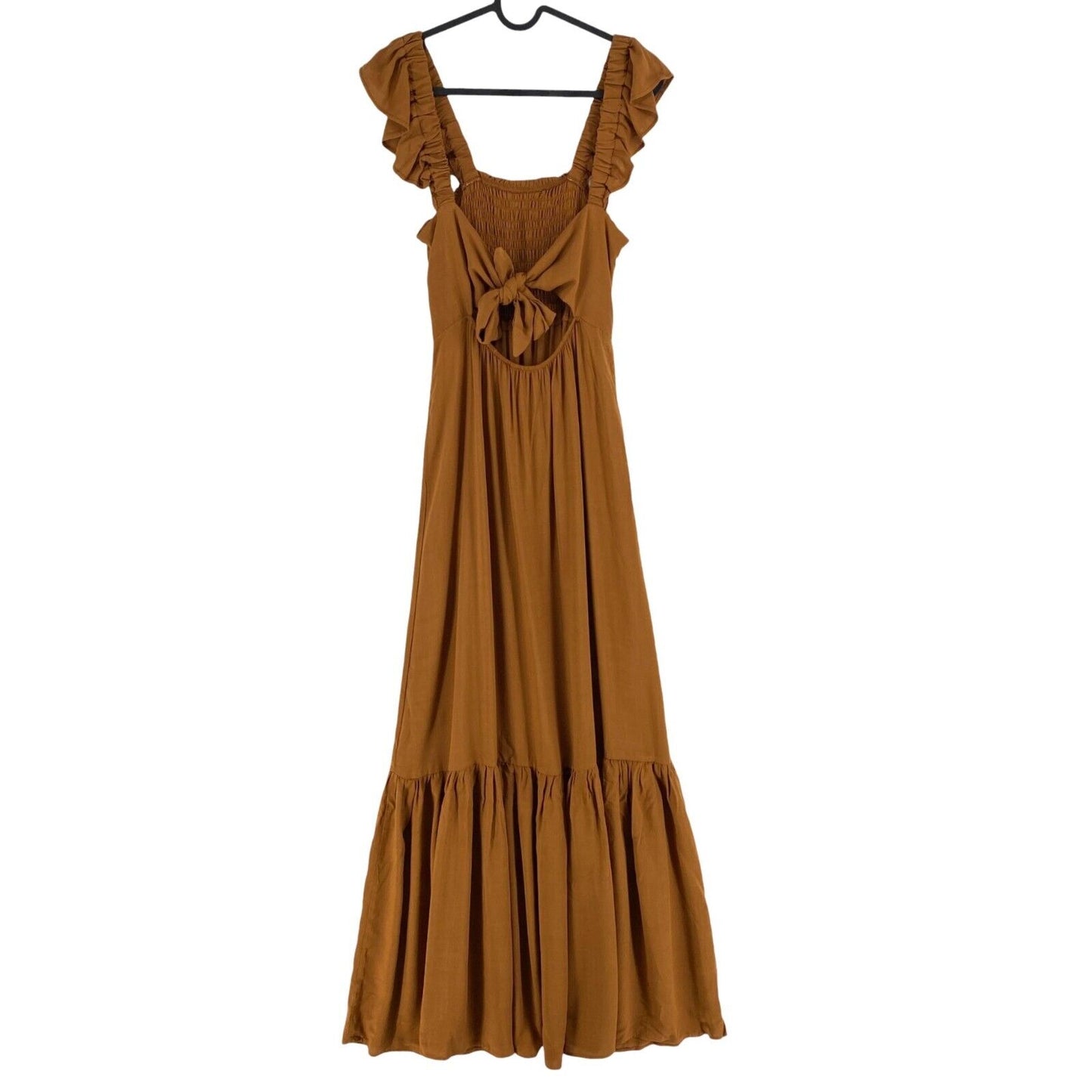 RINASCIMENTO Women Brown Square Neck Flared Sleeveless Maxi Dress Size XS