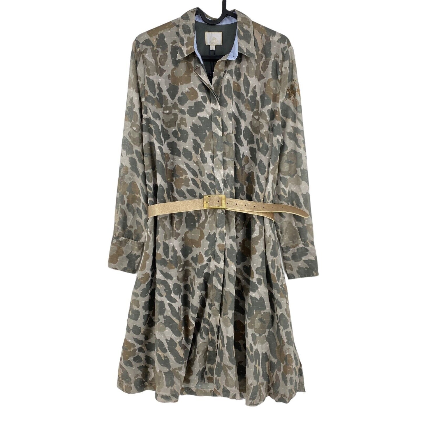 LA MARTINA Robe chemise ceinturée à manches longues camouflage vert Taille 3 / M