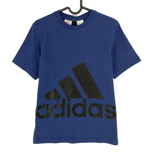 Adidas T-Shirt für Jungen mit großem Logo, Rundhalsausschnitt, blau, Größe 11–12 Jahre