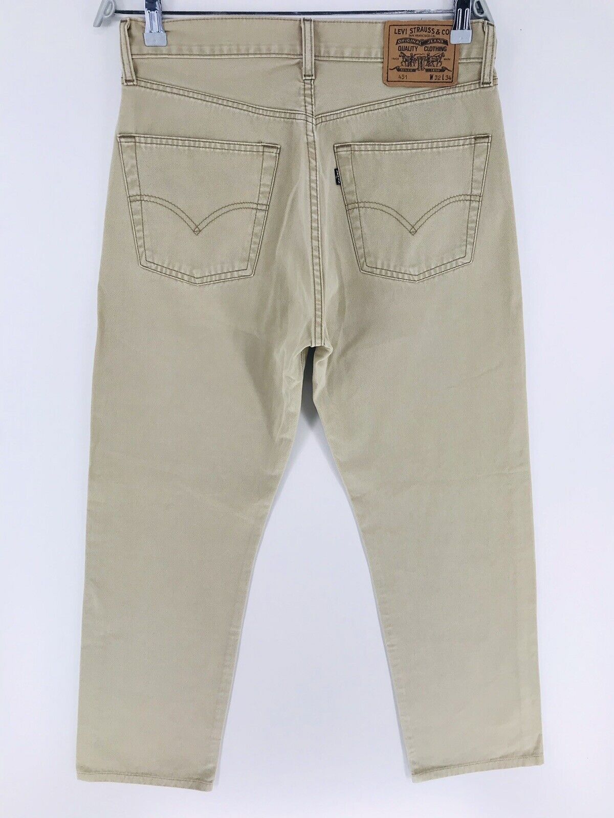 Vintage Levi's 451 Beige Regular Straight Fit Jeans Size W32 L32