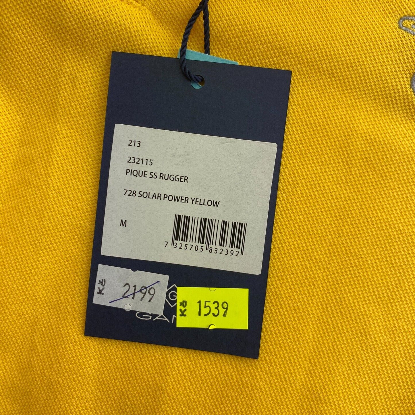 GANT Gelbes Piqué Rugger Poloshirt Größe M