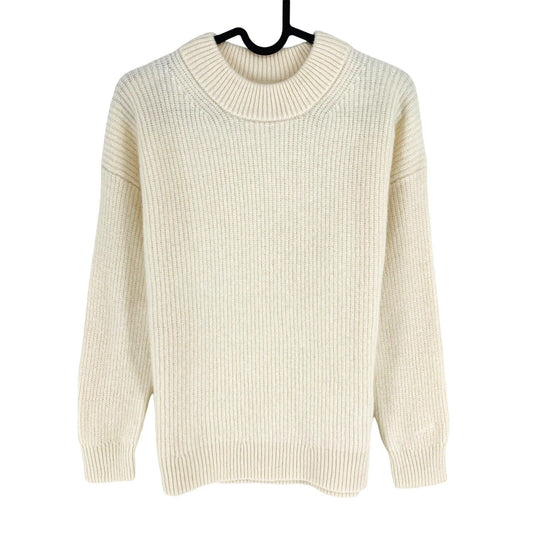 GANT Women Beige Rib Wool Crew Neck Sweater Jumper Size M