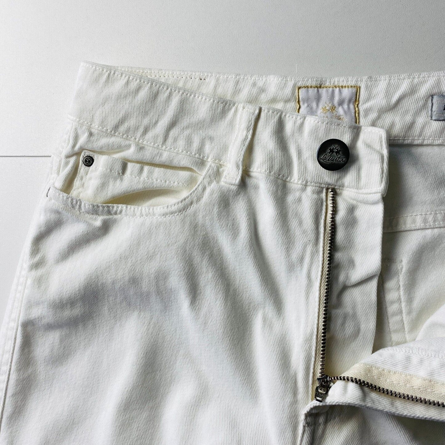 LA MARTINA Women White Loose Wide Leg Fit Jeans Size W30