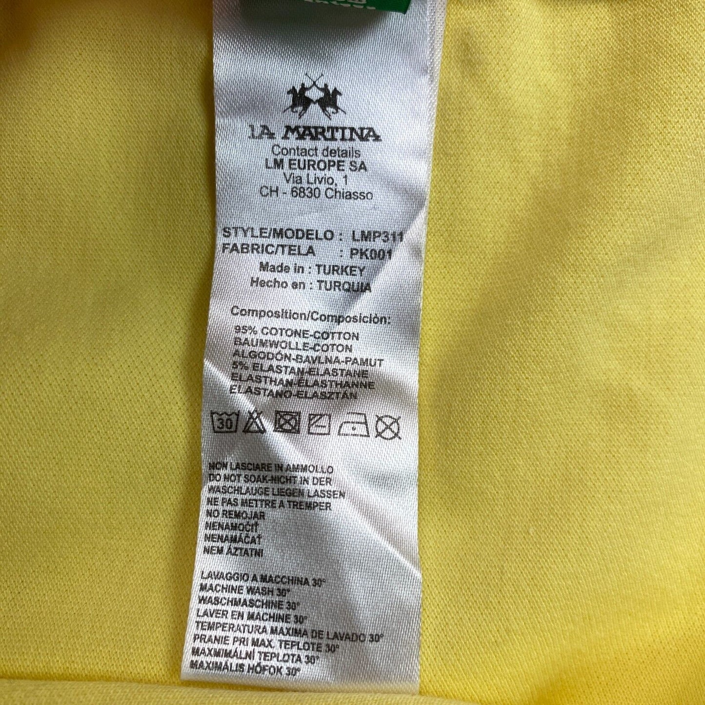 LA MARTINA Yellow Short Sleeves Polo Shirt Size L