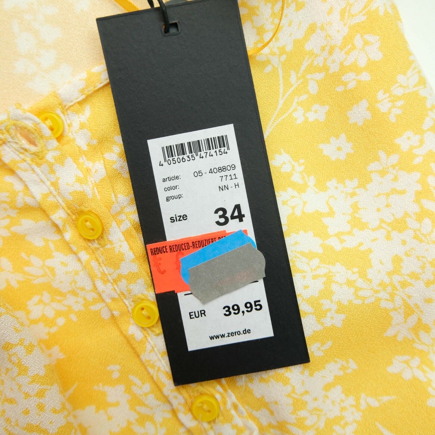 ZERO Yellow Floral Print Blouse T Shirt Size 34