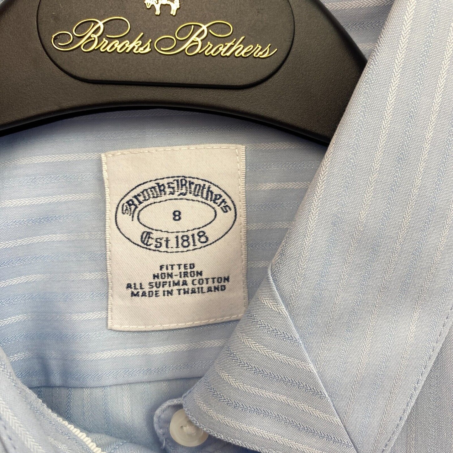 Brooks Brothers Blue Striped Fitted Cotton Shirt Size EU 38 UK 12 US 8